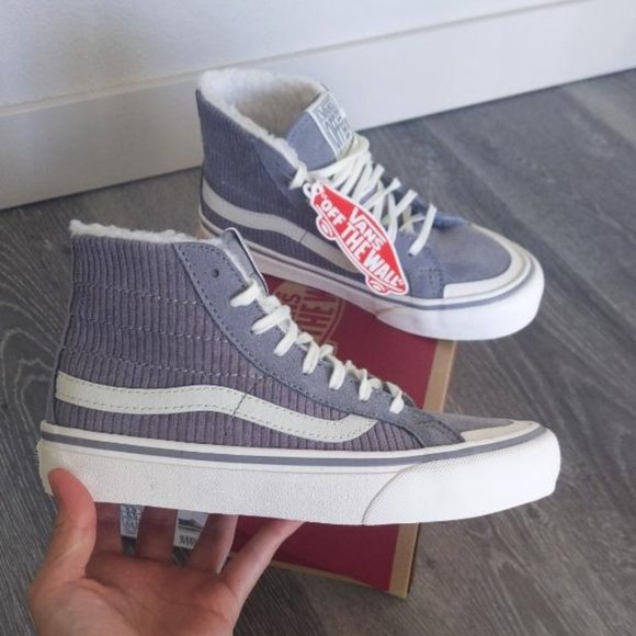 gray corduroy vans